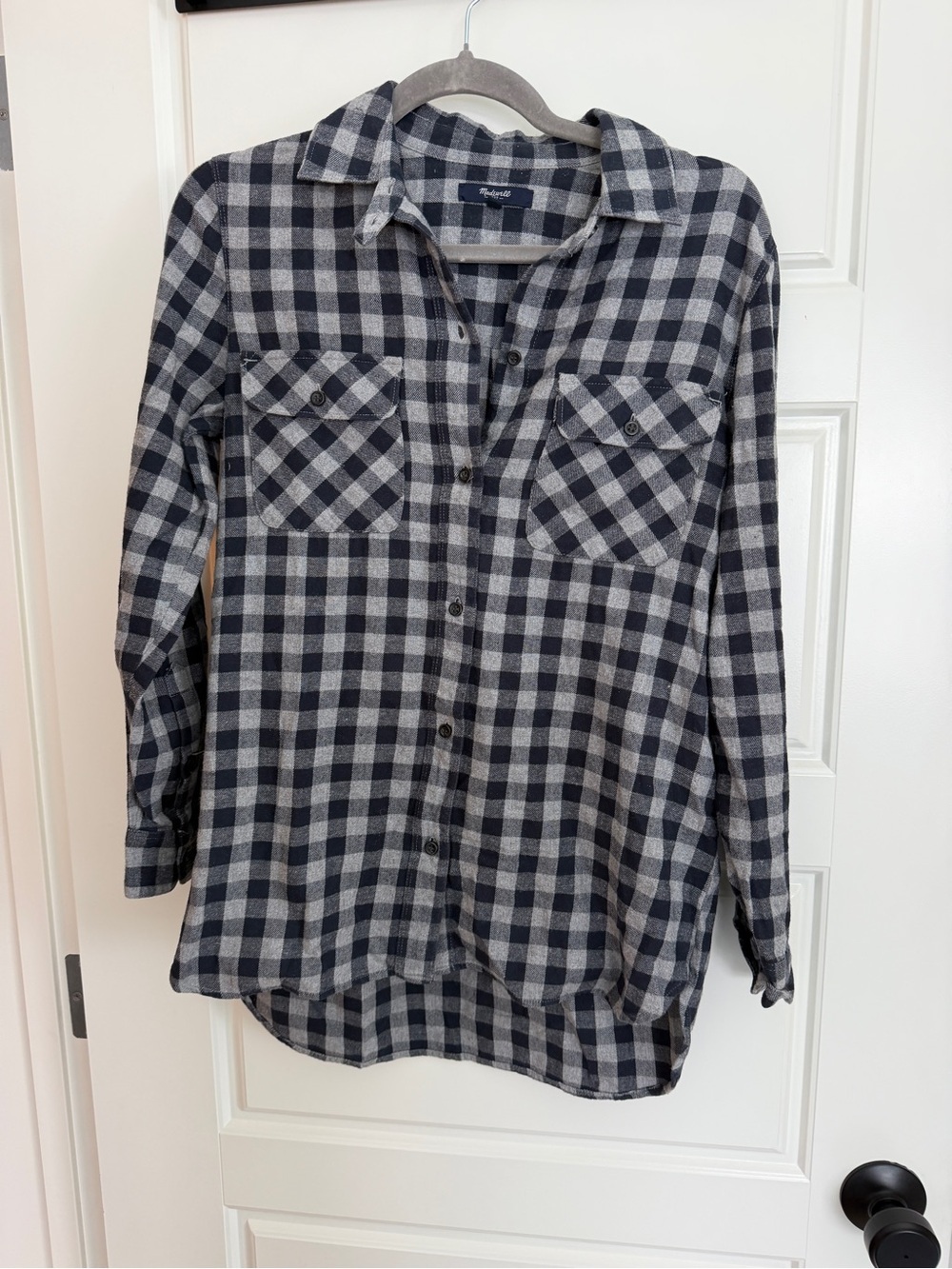 Madewell Black and Gray Check Flannel Shirt